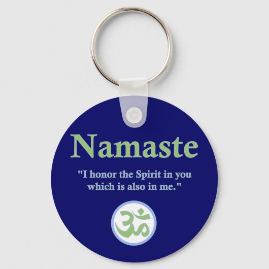 Namaste - met citaat en Om symbool Sleutelhanger (Voorkant)