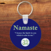 Namaste - met citaat en Om symbool Sleutelhanger (Voorkant)