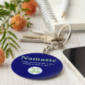 Namaste - met citaat en Om symbool Sleutelhanger (Zijkant)