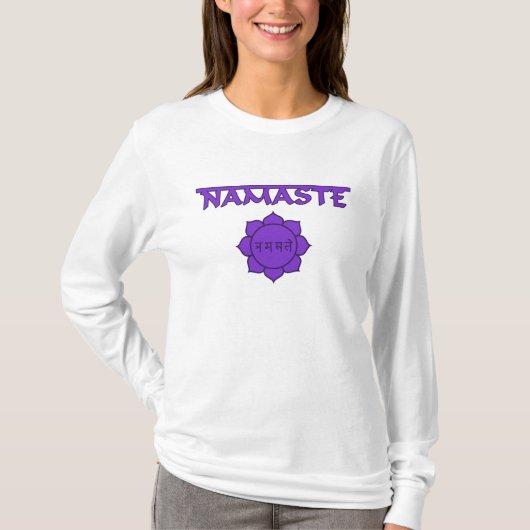 Namaste met Lotus en Sanskrit T-shirt (Voorkant)
