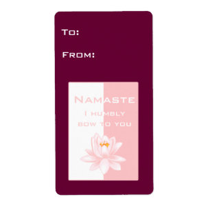 Namaste met lotusbloem etiket