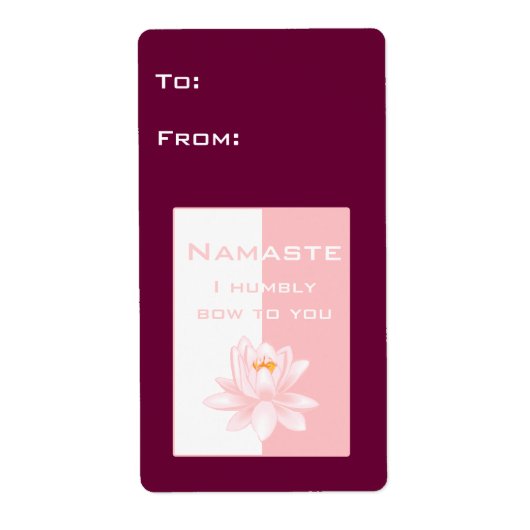 Namaste met lotusbloem etiket (Voorkant)