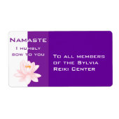 Namaste met lotusbloem etiket (Voorkant)