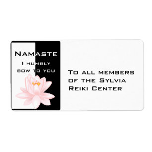 Namaste met lotusbloem etiket