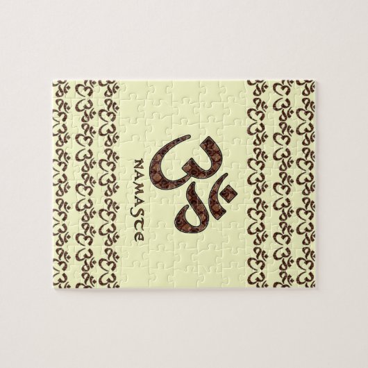 Namaste met Om Symbol Brown en Cream Legpuzzel (Horizontaal)