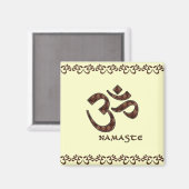 Namaste met Om Symbol Brown en Cream Magneet (Voorkant / Achterkant)