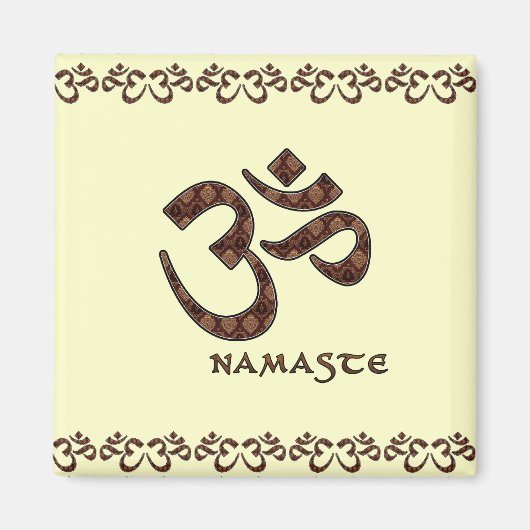 Namaste met Om Symbol Brown en Cream Magneet (Voorkant)