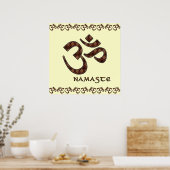 Namaste met Om Symbol Brown en Cream Poster (Keuken)