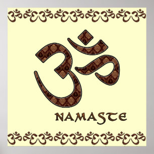 Namaste met Om Symbol Brown en Cream Poster