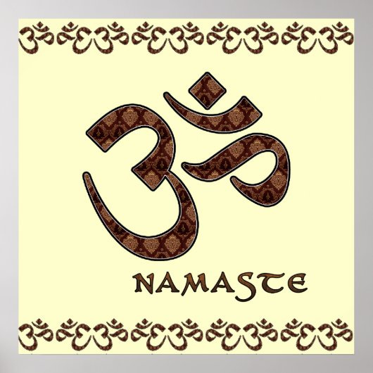 Namaste met Om Symbol Brown en Cream Poster (Voorkant)