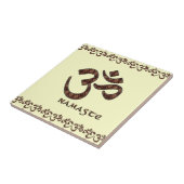 Namaste met Om Symbol Brown en Cream Tegeltje (Zijkant)