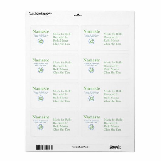 Namaste met Om-symbool Etiket (Full Sheet)