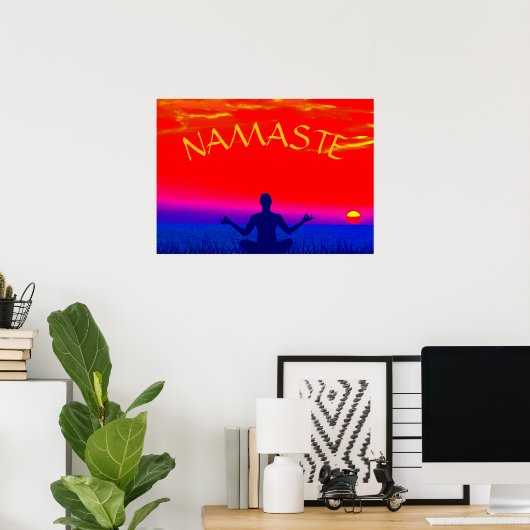Namaste Mindfulness Meditation and Yoga Zen Sunset Poster (Thuiskantoor)