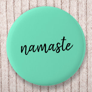 Namaste   Neo Mint Green Modern Yoga Spiritueel Ronde Button 5,7 Cm