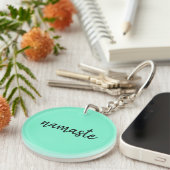 Namaste | Neo Mint Green Modern Yoga Spiritueel Sleutelhanger (Voorkant Rechts)