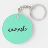 Namaste | Neo Mint Green Modern Yoga Spiritueel Sleutelhanger (Achterkant)