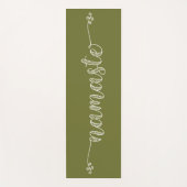 Namaste Olive Green Whimsical Script Fitness Yogamat (Voorkant)