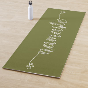 Namaste Olive Green Whimsical Script Fitness Yogamat