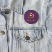 Namaste Om Crown chakra/DIY Achtergrondkleur Ronde Button 5,7 Cm (In situ)