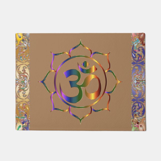 Namaste Om Lotus Rainbow  Doormat Deurmat (Voorkant)