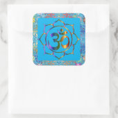 Namaste Om Lotus Rainbow  gepersonaliseerd Vierkante Sticker (Tas)