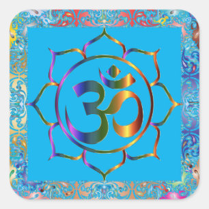 Namaste Om Lotus Rainbow  gepersonaliseerd Vierkante Sticker