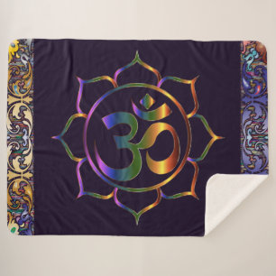 Namaste Om Lotus Rainbow  Sherpa Blanket Deken