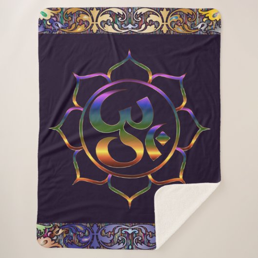 Namaste Om Lotus Rainbow  Sherpa Blanket Sherpa Deken (Voorkant)