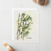 Namaste op Bamboe Respectful Polite Greeting Notitiekaartje (Voorkant / Achterkant in situ)