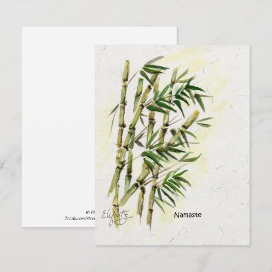 Namaste op Bamboe Respectful Polite Greeting Notitiekaartje (Voorkant / Achterkant)