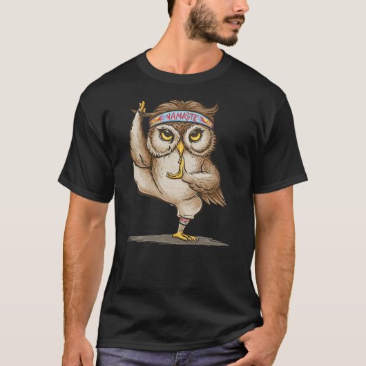 Namaste Owl Yoga Pose Funny Animal Design T-shirt (Voorkant)