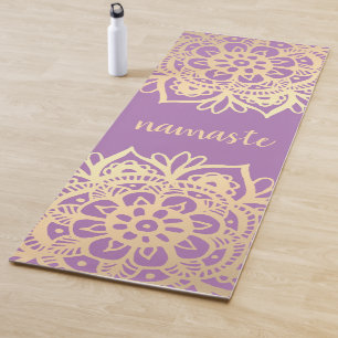 Namaste Paarse en Gold Mandala Flowers Yogamat
