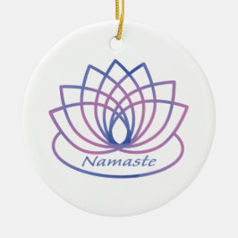 Namaste Paarse en Roze Lotus Flower Keramisch Ornament