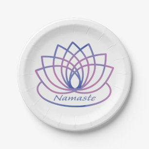 Namaste Paarse en Roze Lotus Flower Papieren Bordje
