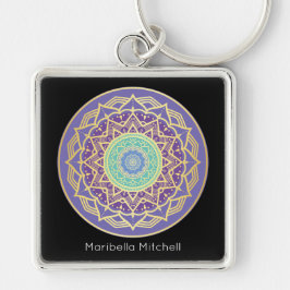 Namaste Paarse Indigo Gold Turquoise Mandala Boho Sleutelhanger