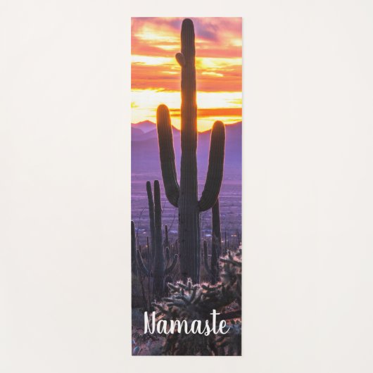 Namaste Paarse Oranje Cactus Arizona Sunset Custom Yogamat (Voorkant)