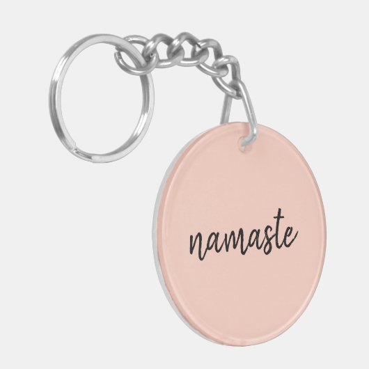 Namaste | Pachy Pink Modern Yoga Meditation Sleutelhanger (Voorkant Links)