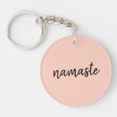 Namaste | Pachy Pink Modern Yoga Meditation Sleutelhanger (Voorkant)