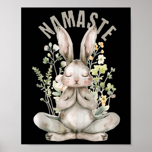 Namaste Pasen Konijn Zen Yoga Innerlijke Vrede Gee Poster (Voorkant)