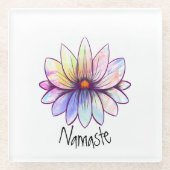 Namaste, pastellotusbloem glazen onderzetter (Voorkant)