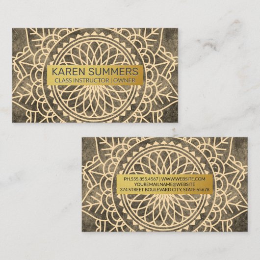 Namaste Pattern | Golden Metal Lijst Visitekaartje (Voorkant / Achterkant)