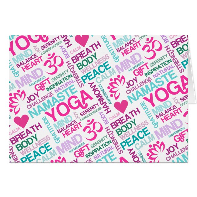 Namaste, Peace and Harmony Pink YOGA-patroon (Voorkant Horizontaal)