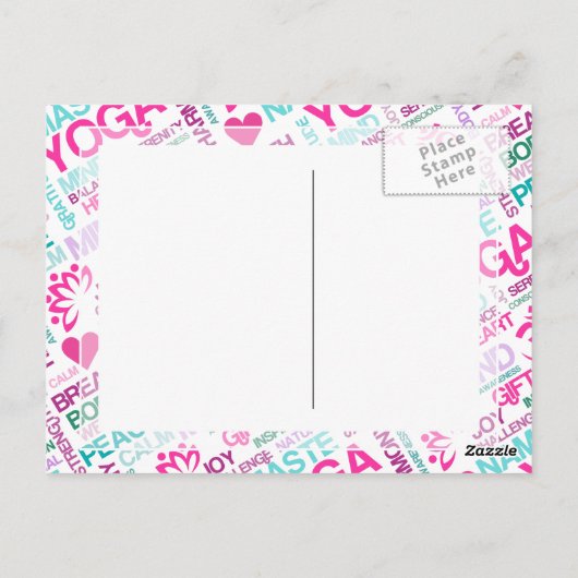 Namaste, Peace and Harmony Pink YOGA-patroon Briefkaart (Achterkant)