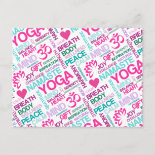 Namaste, Peace and Harmony Pink YOGA-patroon Briefkaart