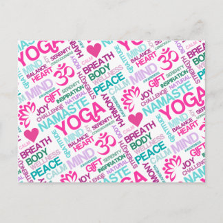 Namaste, Peace and Harmony Pink YOGA-patroon Briefkaart