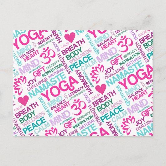 Namaste, Peace and Harmony Pink YOGA-patroon Briefkaart (Voorkant)