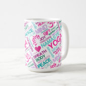 Namaste, Peace and Harmony Pink YOGA-patroon Koffiemok (Voorkant rechts)