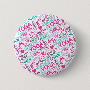 Namaste, Peace and Harmony Pink YOGA-patroon Ronde Button 5,7 Cm
