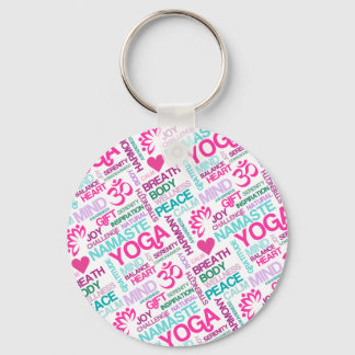 Namaste, Peace and Harmony Pink YOGA-patroon Sleutelhanger
