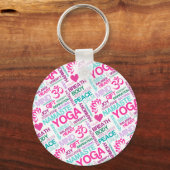 Namaste, Peace and Harmony Pink YOGA-patroon Sleutelhanger (Voorkant)